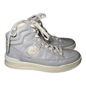 ALDO Leoncino High Top Sneakers Men’s 9 Light Gray Beige Zip Sides Lion Accents